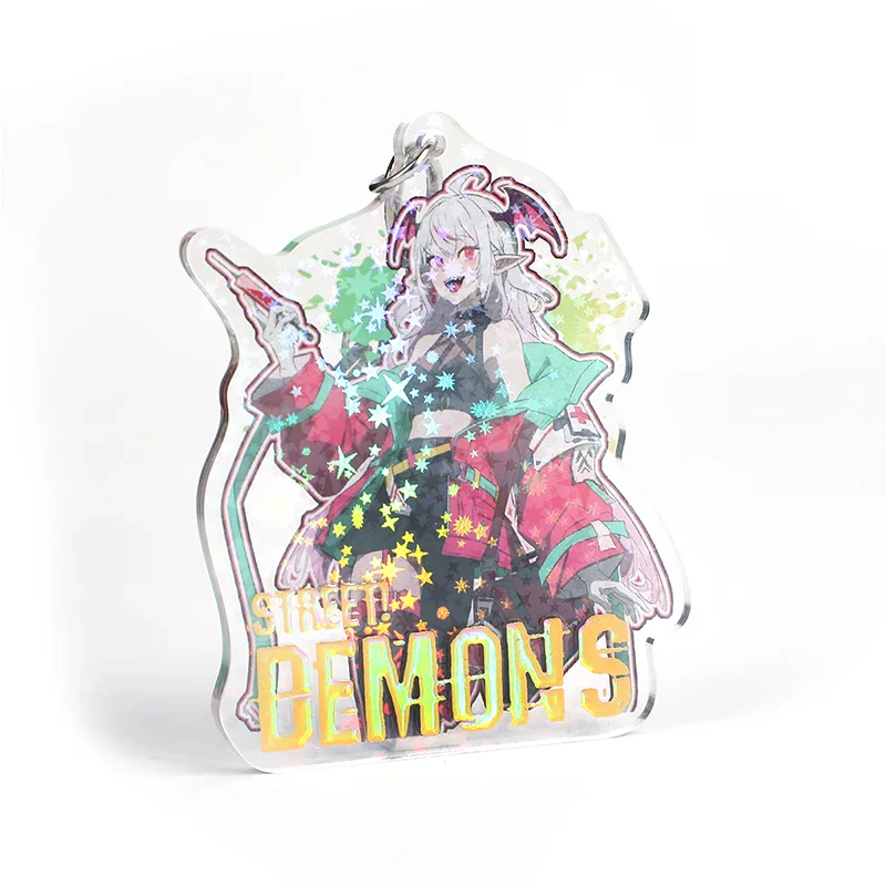 Custom Cold Foil Stamping Holographic Clear Acrylic Keychains - Image 3