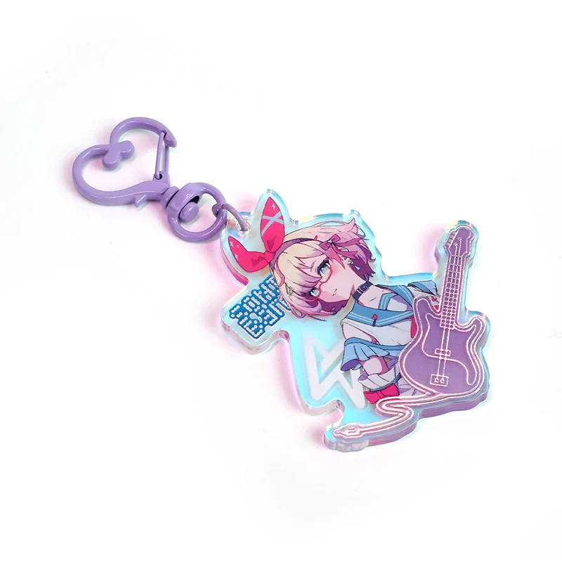Custom Cold Foil Stamping Holographic Rainbow Acrylic Keychains - Image 5