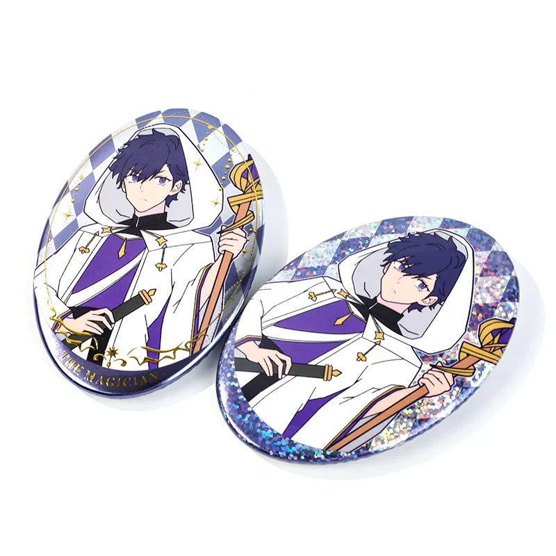 Custom Oval Cold Foil Stamping Glitter Holographic Button Pins - Image 6