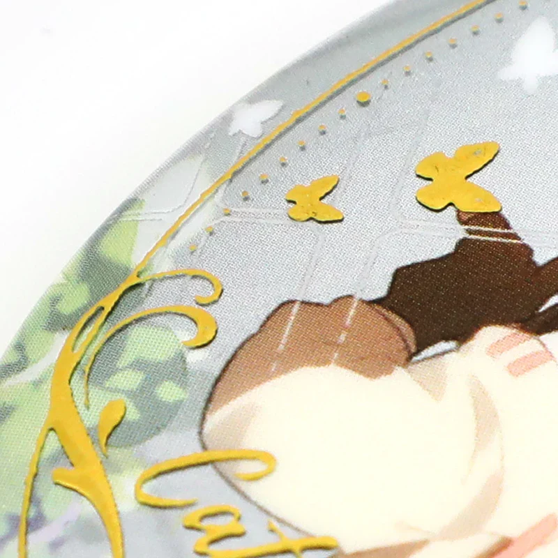 Custom Oval Cold Foil Stamping Glitter Holographic Button Pins - Image 7