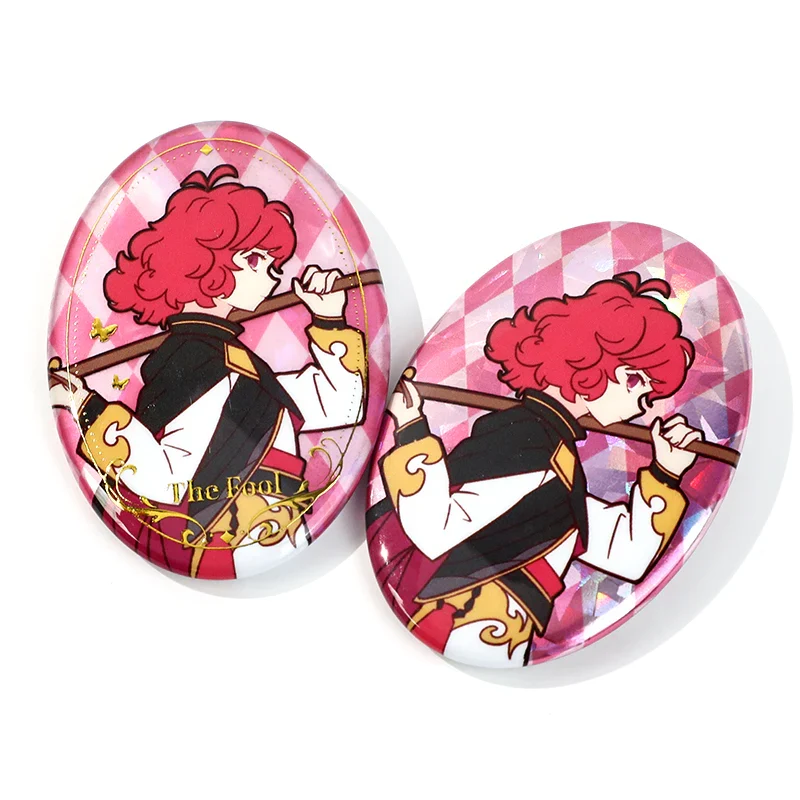 Custom Oval Cold Foil Stamping Glitter Holographic Button Pins - Image 9