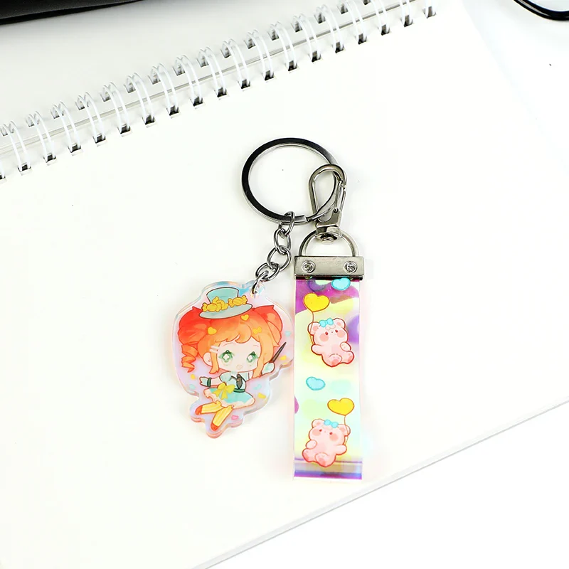 Custom Rainbow Acrylic Holographic PVC Lanyard Keychains - Image 2