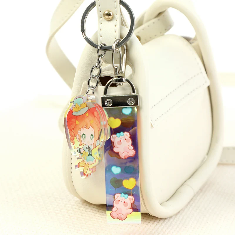 Custom Rainbow Acrylic Holographic PVC Lanyard Keychains - Image 5