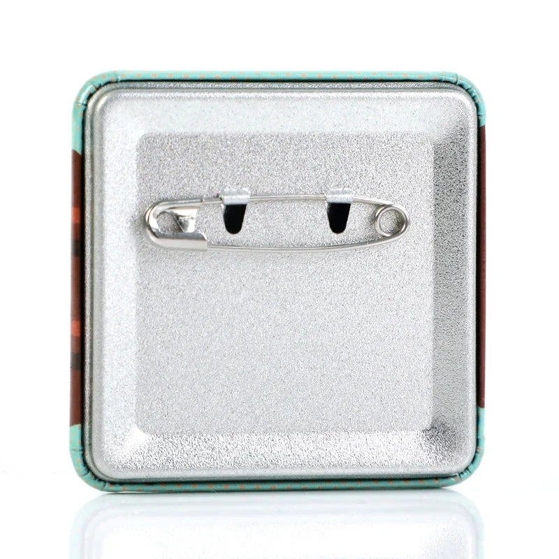 Custom Raised Foil Stamping Square Glitter Button Pins - Image 14