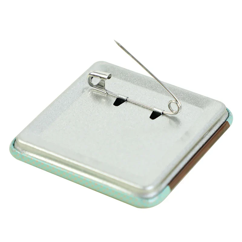 Custom Raised Foil Stamping Square Glitter Button Pins - Image 7