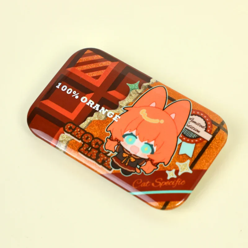 Custom Rectangle Cold Foil Stamping Glitter Holographic Button Pins - Image 4