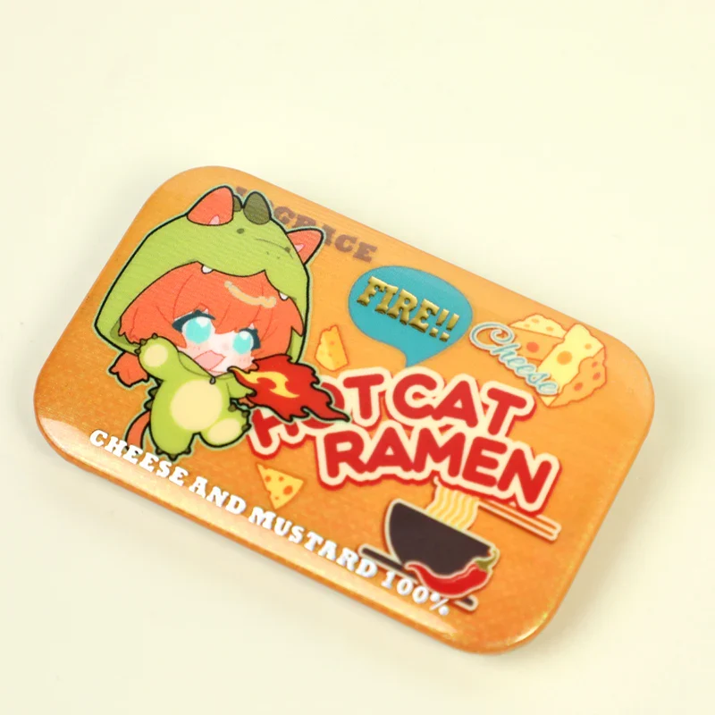 Custom Rectangle Cold Foil Stamping Glitter Holographic Button Pins - Image 8