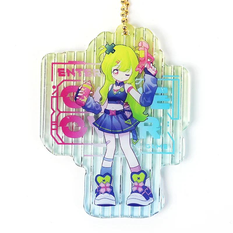 Custom Striped Acrylic Keychains - Image 2