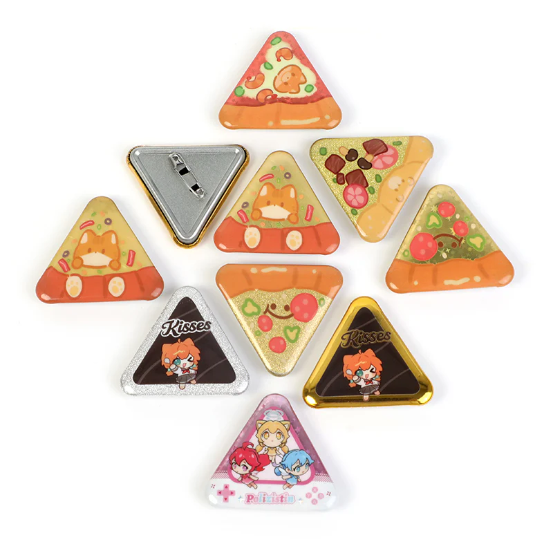 Custom Triangle Glitter Button Pins - Image 3