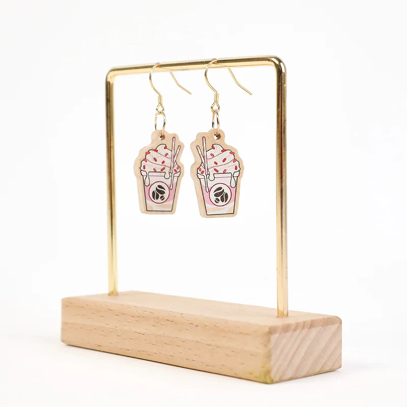 Custom Wooden Earrings Ear Stud - Image 3