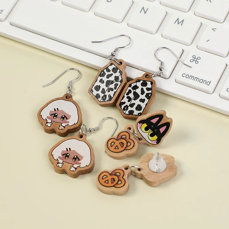 Custom Wooden Earrings Ear Stud - Image 8